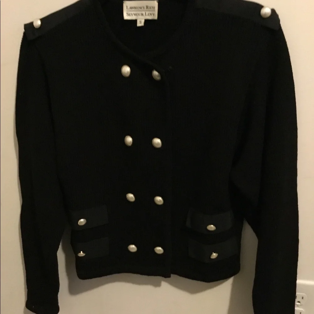 Vintage Black Knit Jacket, by LAWRENCE RICH | SEYMOUR LEVY Size S - Picture 2 of 3